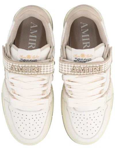 Amiri Men 'skyline' Beige Sneaker With Maxi Logo On The Side And Velcro Strap With Logo In Leather M In Multi