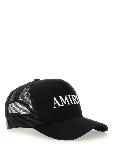 Amiri Black Baseball Cap With Logo Lettering On The Front And Mehs Panels In Black