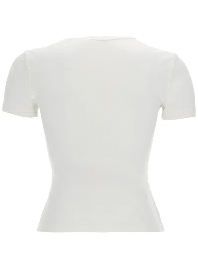 Diesel Women White T-shirt With Logo On The Front And Ribbed Design In Cotton Woman
