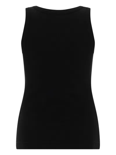 Diesel Black Tank Top With Logo On The Front And Ribbed Design In Cotton Woman In Blue