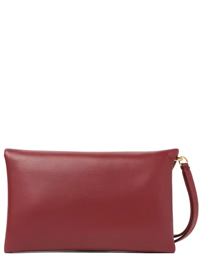 Fendi Nappa Leather Mamma Baguette Pouch With Chain In Burgundy