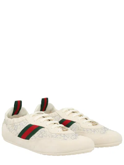 Gucci Shift Sneakers Embroidered Accents Low Top Sole In Neutral