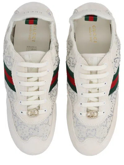 Gucci Shift Sneakers Embroidered Accents Low Top Sole In Neutral