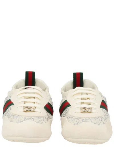 Gucci Shift Sneakers Embroidered Accents Low Top Sole In Neutral