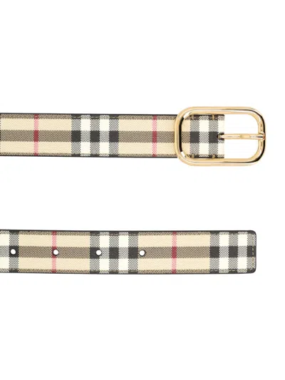 Burberry Check Pattern Belt For Women In Multi