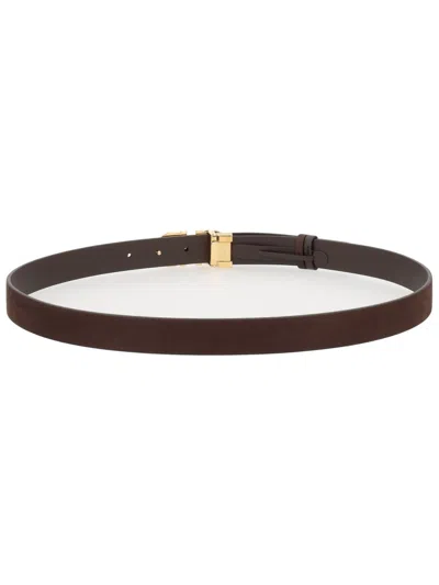 Ferragamo Reversible Hooks Leather Belt Smooth Finish In Brown