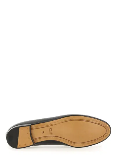 Gucci Women Black Calf Leather Moc Stitching Signature Horsebit Detail Almond Toe Slip-on Style Bran