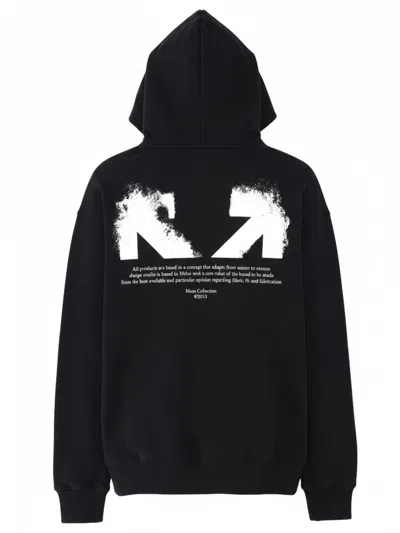 Off-white Half Arrows Graphic Pullover Hoodie With Drawstring Hood In Black