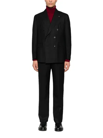 Tagliatore Double-breasted Wool Jacket In Black