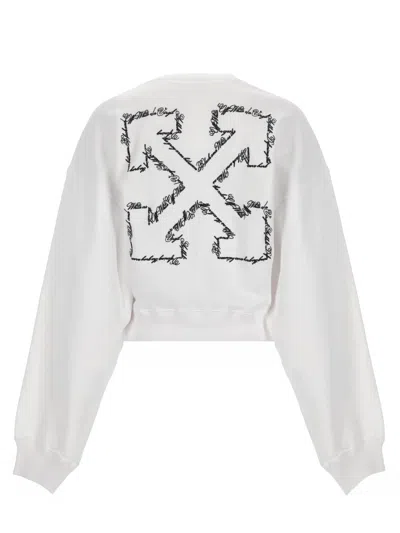 Off-white Neutral Script Logo Graphic Cotton Sweatshirt In White