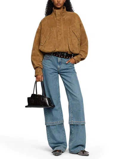 Attico Blue Jeans With Logo Detail On The Pocket And Logo Patch On The Rear In Denim Woman