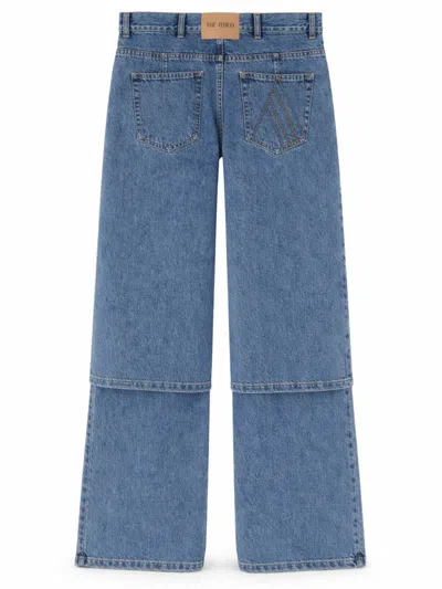 Attico Blue Jeans With Logo Detail On The Pocket And Logo Patch On The Rear In Denim Woman