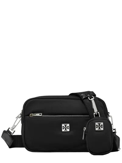 Tory Burch Shoulder Bag With Adjustable Strap And Front Pocket In Black