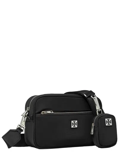 Tory Burch Shoulder Bag With Adjustable Strap And Front Pocket In Black
