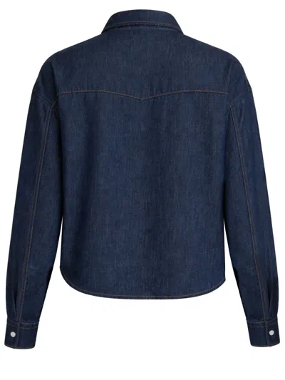Khaite Neutrals Grenon Cropped Denim Cotton Shirt In Blue