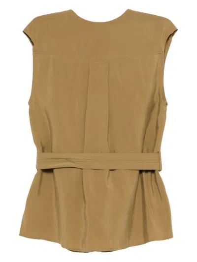 Alysi Sleeveless Belted Top In Green