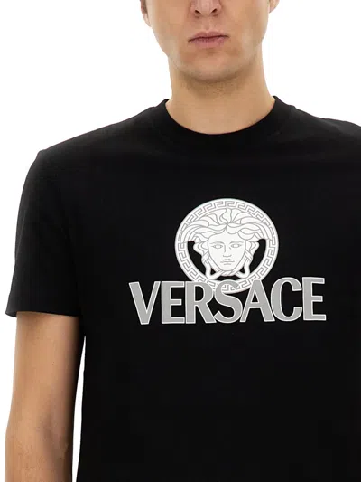 Versace Man T-shirt Black Size L Cotton In Black