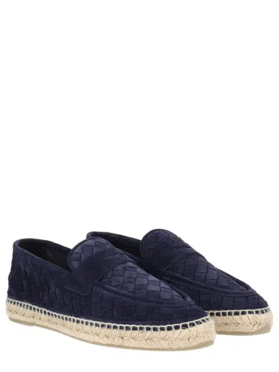 Castaã±er Java Blue Espadrillas With Contrasting Stitching And Pull-tab At The Heel In Suede Man In Blue