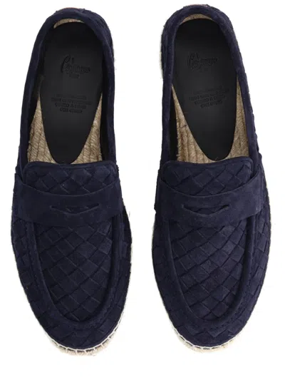 Castaã±er Java Blue Espadrillas With Contrasting Stitching And Pull-tab At The Heel In Suede Man In Blue