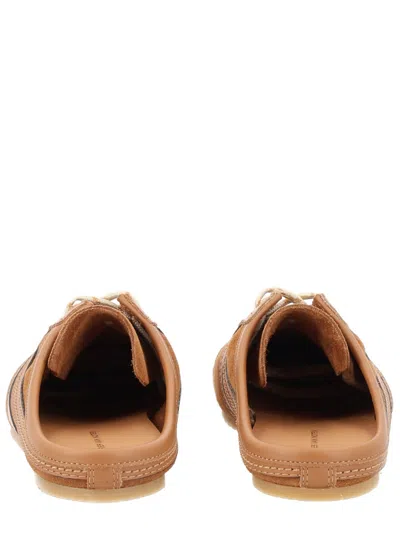 Dries Van Noten Suede Mules Rubber Sole Stitch Detailing In Brown