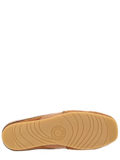 Dries Van Noten Suede Mules Rubber Sole Stitch Detailing In Brown