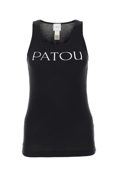 Patou Modern Sleeveless Scoop Neck Tank Top In Black