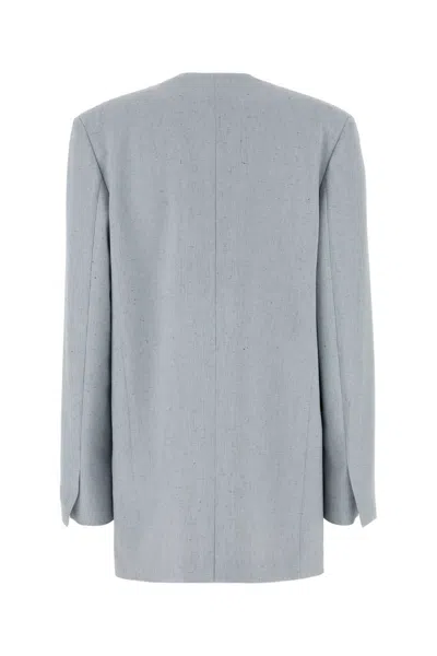 Alberta Ferretti Jacket Long Sleeves Padded Shoulders Buttons Lapels In Blue