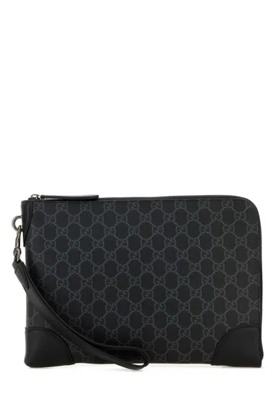 Gucci Gg Emblem Document Holder In Gg Supreme Fabric In Black