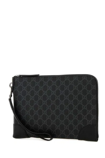 Gucci Gg Emblem Document Holder In Gg Supreme Fabric In Black