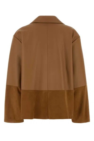 Loewe Leather Suede Shirt Jacket Long Sleeves In Brown