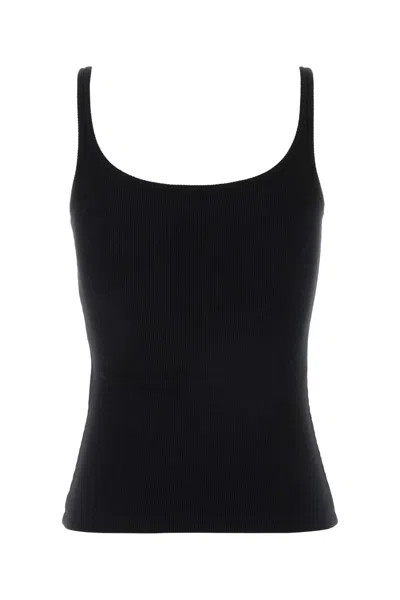 Off-white Stretch Cotton Tank Top Scoop Neckline In Black