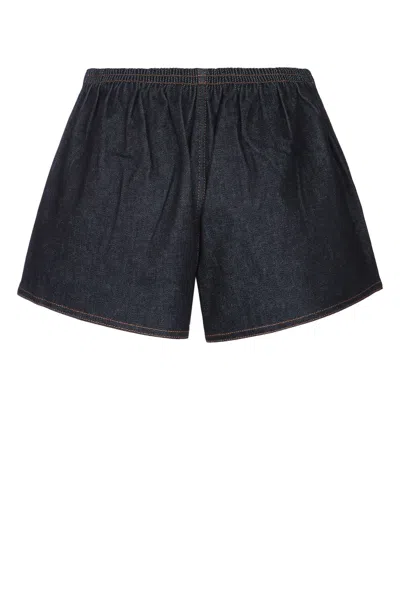 Jacquemus Amelo Shorts Contrast Stitching Elastic Waistband In Blue