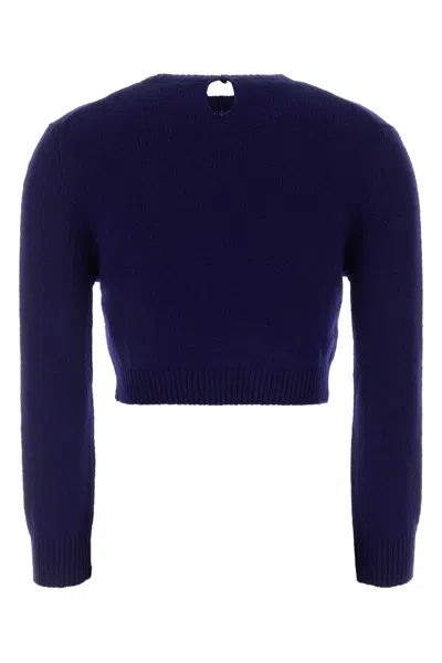 Jil Sander Blue Wool Blend Sweater In Blue