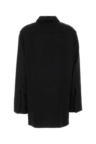 Jil Sander Satin Oversize Shirt In Black