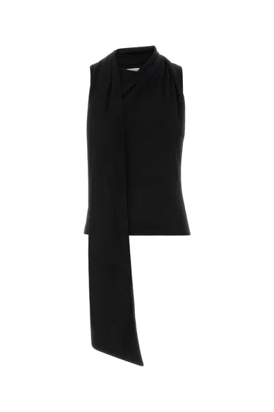 Ami Alexandre Mattiussi Sleeveless Top Asymmetric Hem Draped Detail In Black