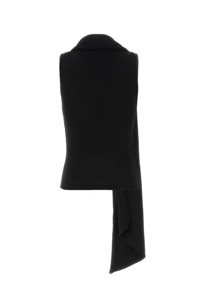 Ami Alexandre Mattiussi Sleeveless Top Asymmetric Hem Draped Detail In Black