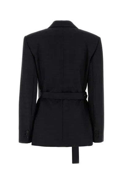 Loewe Womens Black Peak-lapel Draped Wool And Leather Blend Jacket In Black