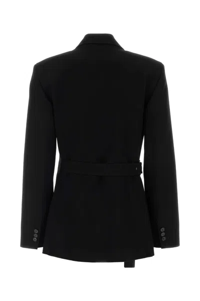 Loewe Womens Black Peak-lapel Draped Wool And Leather Blend Jacket In Black