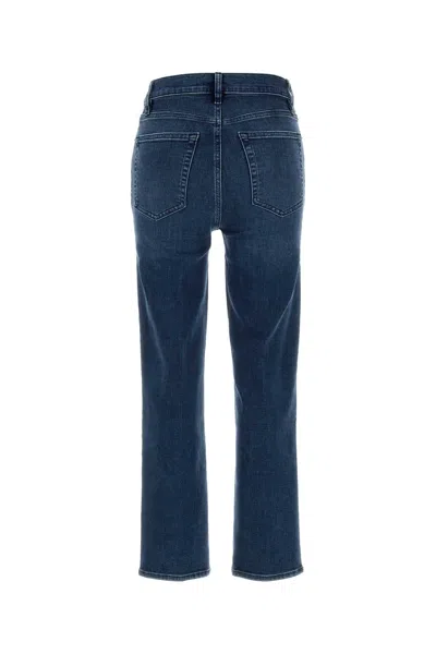 Frame Stretch Denim Straight Leg Five Pocket Jeans In Blue