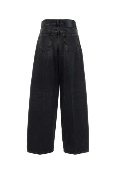 Haikure 'korea' Grey Jeans With Faded Effect And Logo Patch On The Back In Cotton Woman In Black