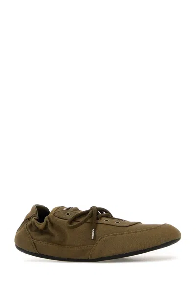 Prada Vintage-finished Canvas Sneakers For Women In Green