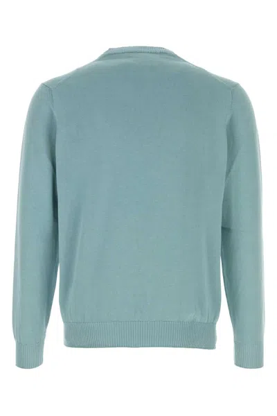 Fedeli Light Blue Solid Sweaters In Blue