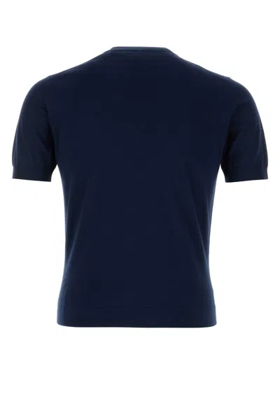 Prada Navy Blue Logo Sweaters In Blue
