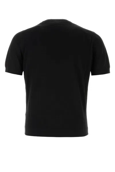 Prada Black Short Sleeve Sweaters In Black