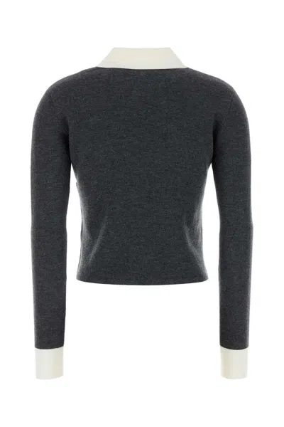 Self-portrait Self Portrait Dark Grey Stretch Wool Blend Cardigan In Gray