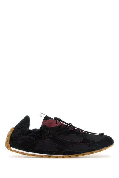Bottega Veneta Black Fabric And Suede Orbit Flash Sneakers In Black