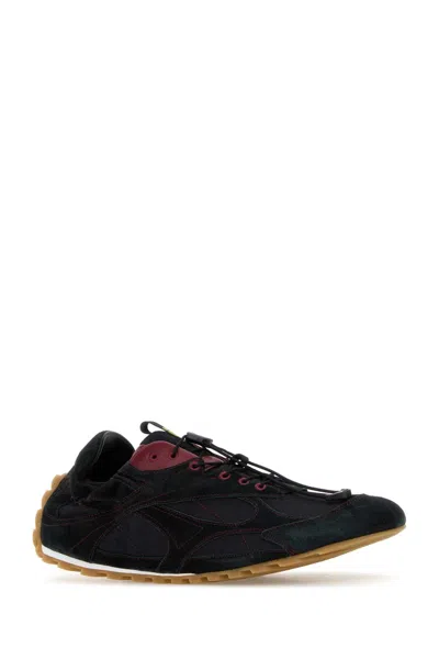 Bottega Veneta Black Fabric And Suede Orbit Flash Sneakers In Black