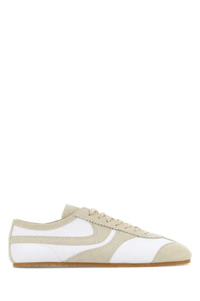 Dries Van Noten Leather Sneakers Low Profile Suede Panels Rubber Sole In Multi