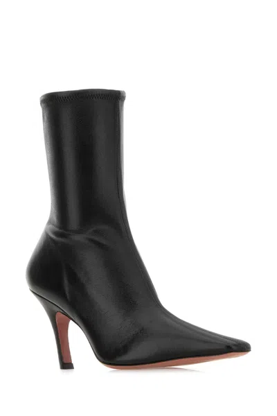 Amina Muaddi Jamie Nappa Leather Ankle Boots Stiletto In Black
