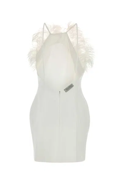 Attico Mini Feather Dress In White